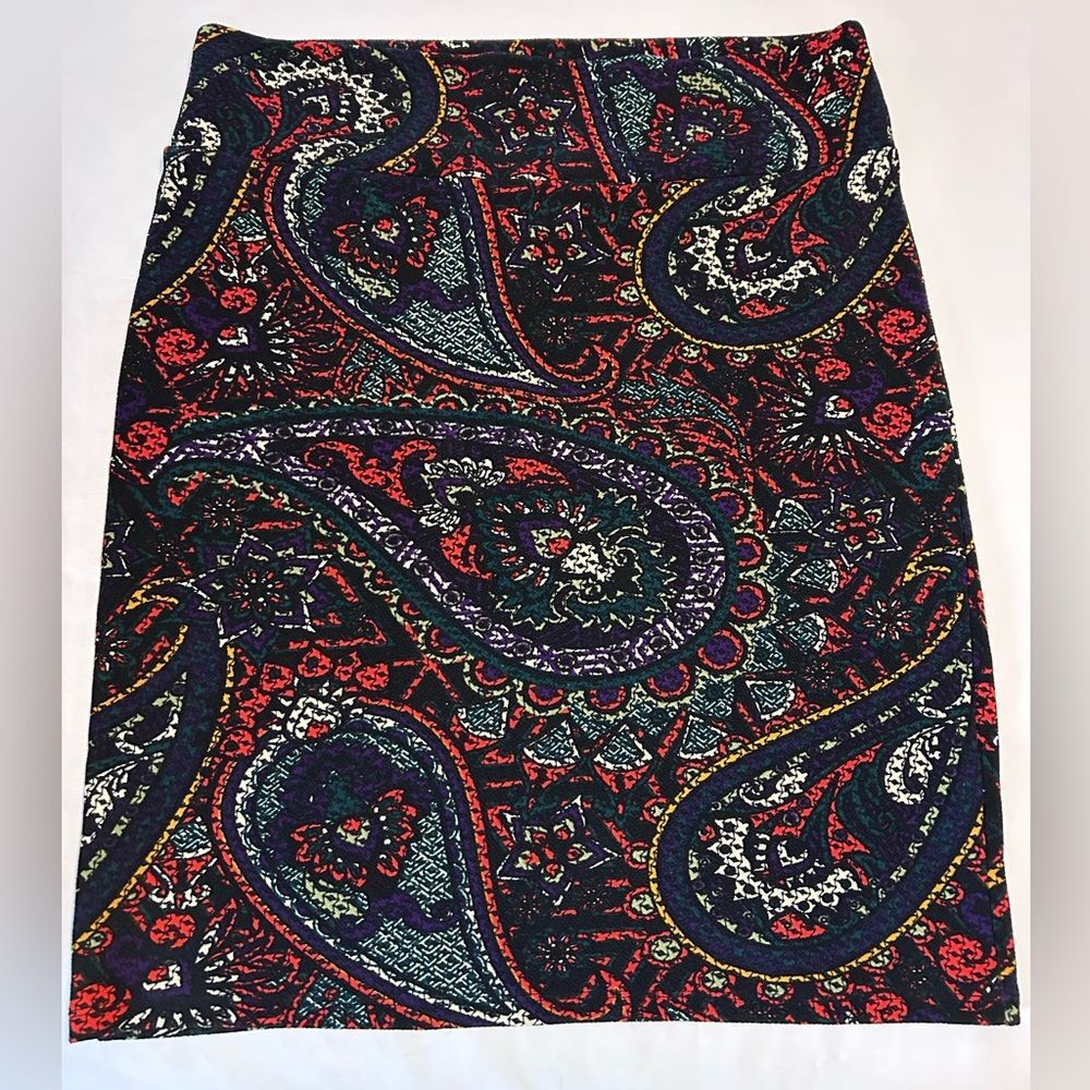 LuLaRoe Cassie pencil skirt dark paisley print pull-on skirt Size XL
